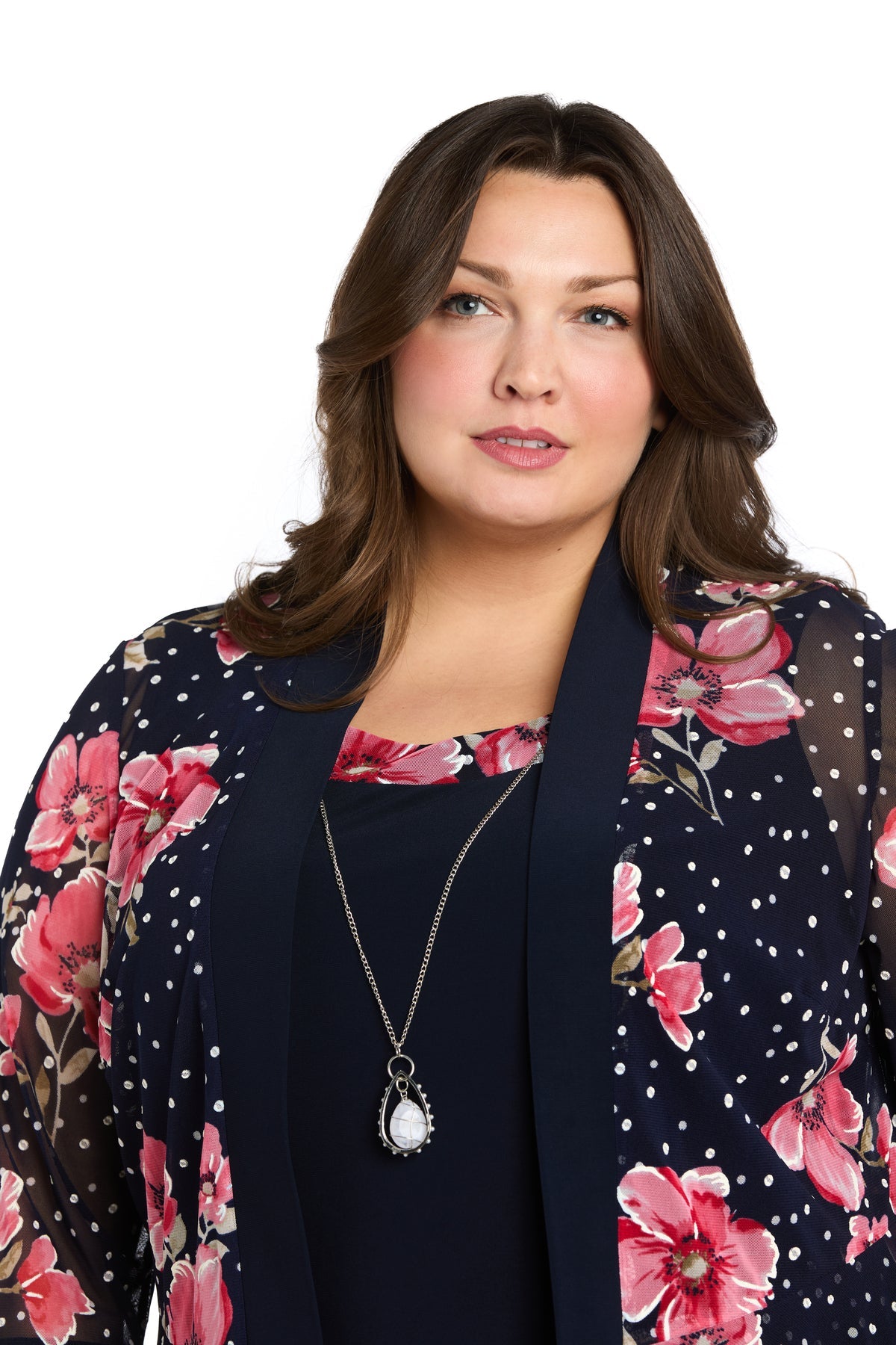 R&M Richards 3438W Plus Size Short Floral Print Jacket Dress