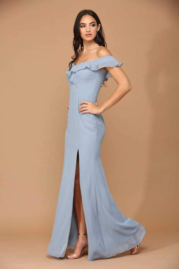 Long Off Shoulder Formal Bridesmaids Chiffon Dress Sale