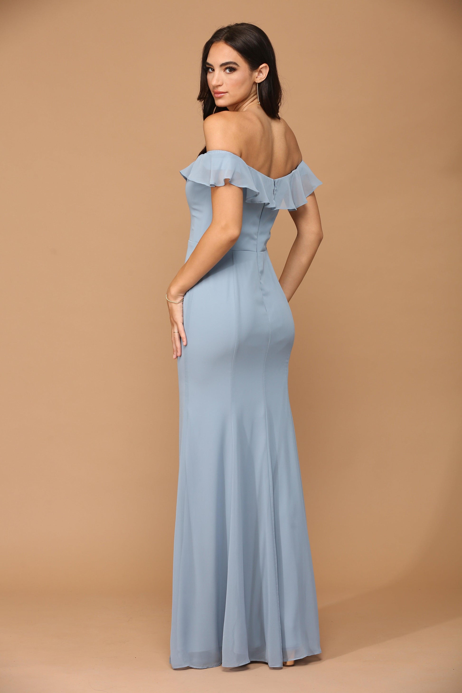 Long Off Shoulder Formal Bridesmaids Chiffon Dress Sale