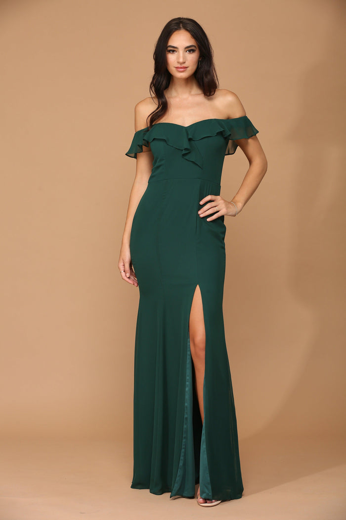 Long Off Shoulder Formal Bridesmaids Chiffon Dress Sale