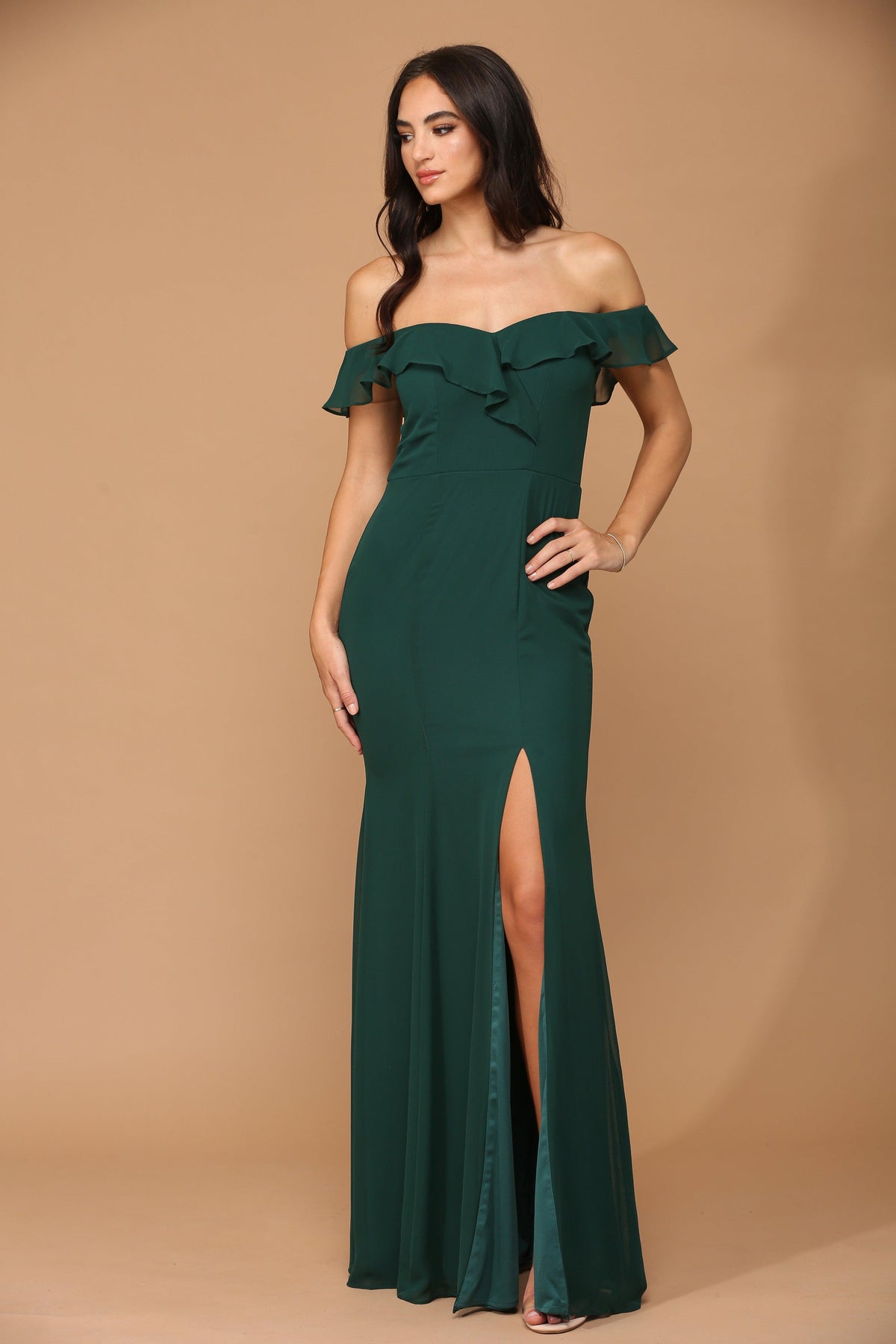 Long Off Shoulder Formal Bridesmaids Chiffon Dress Sale