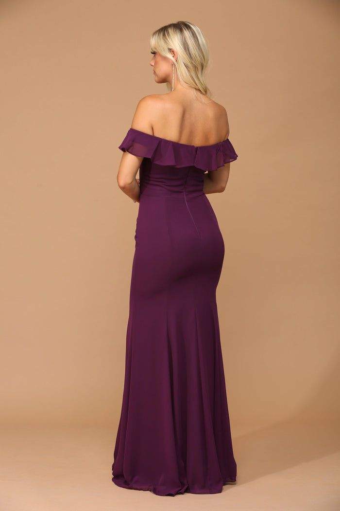 Long Off Shoulder Formal Bridesmaids Chiffon Dress Sale
