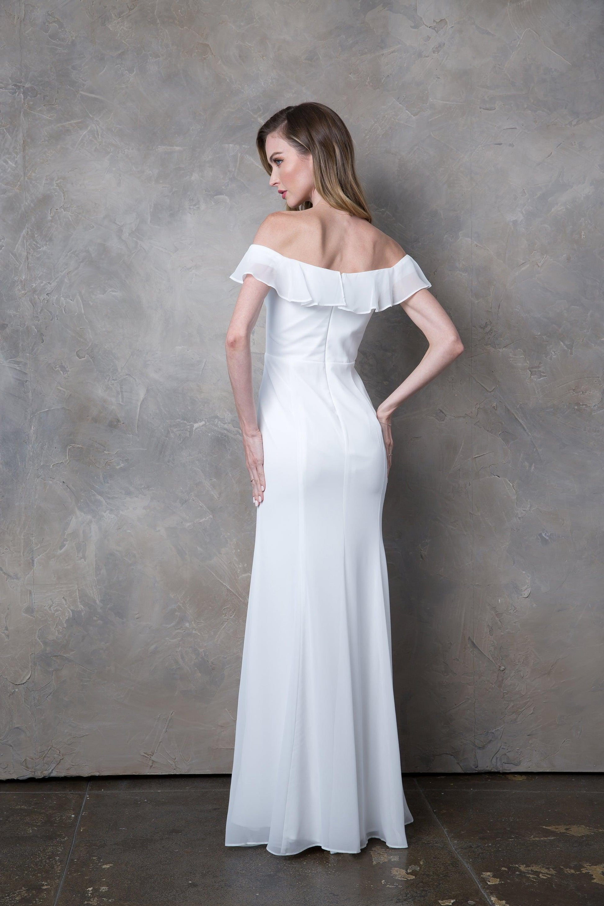 Long Off Shoulder Formal Bridesmaids Chiffon Dress Sale