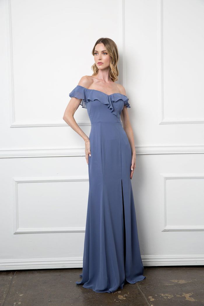 Long Off Shoulder Formal Bridesmaids Chiffon Dress Sale