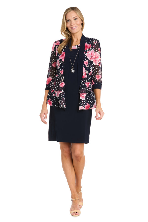 Floral Print Mother of the Bride Dress Short Jacket R&M Richards 3438