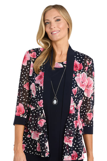 R&M Richards 3438P Short Petite Printed Jacket Dress
