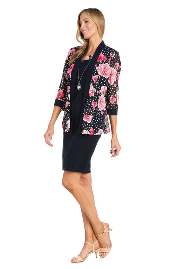 R&M Richards 3438P Short Petite Printed Jacket Dress