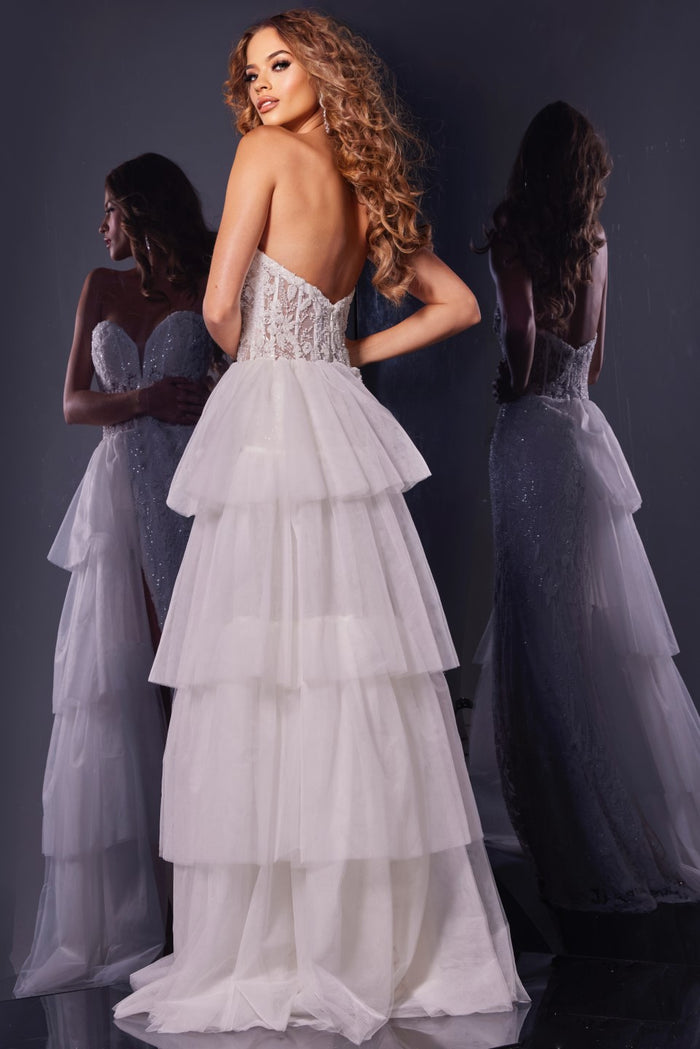 Prom Dresses Formal Long A Line Layered Prom Dress White