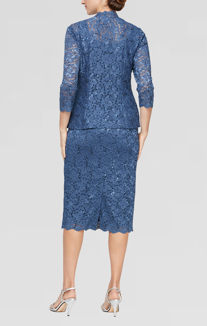 SL Fashions 9213104 Petite Lace Jacket Short Dress