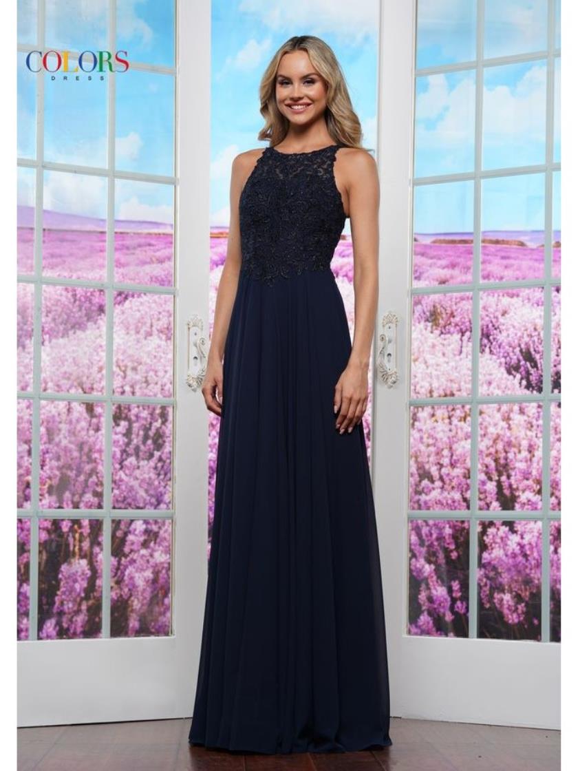 Colors 3440 Long Formal A Line Evening Prom Dress