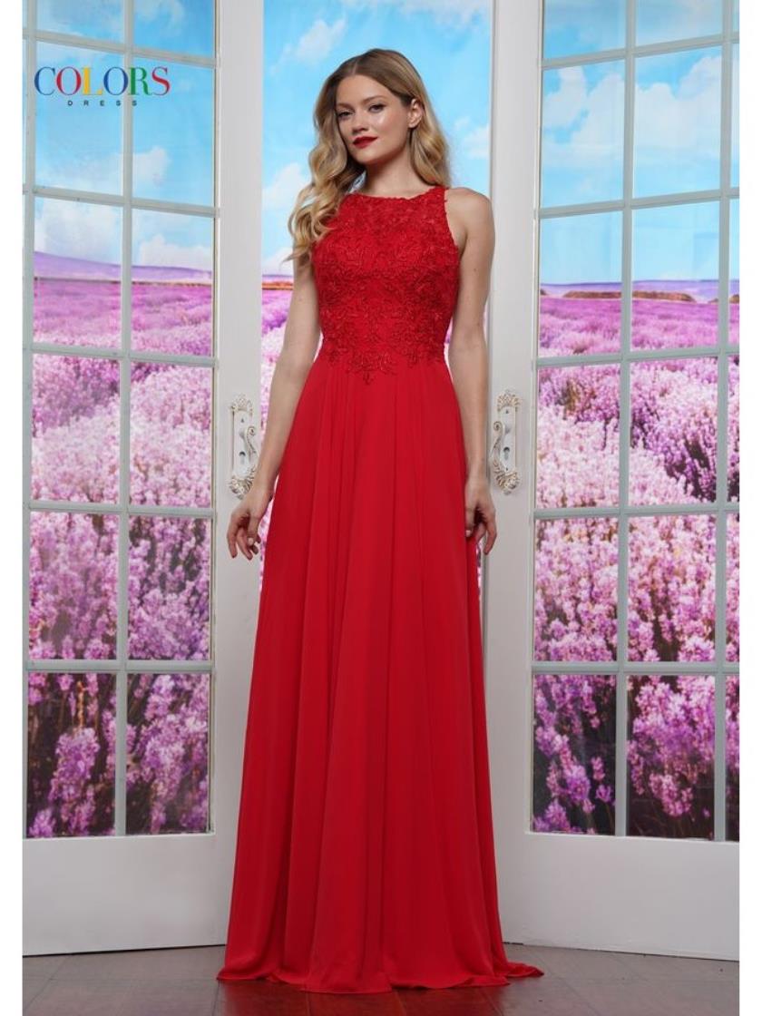 Colors 3440 Long Formal A Line Evening Prom Dress