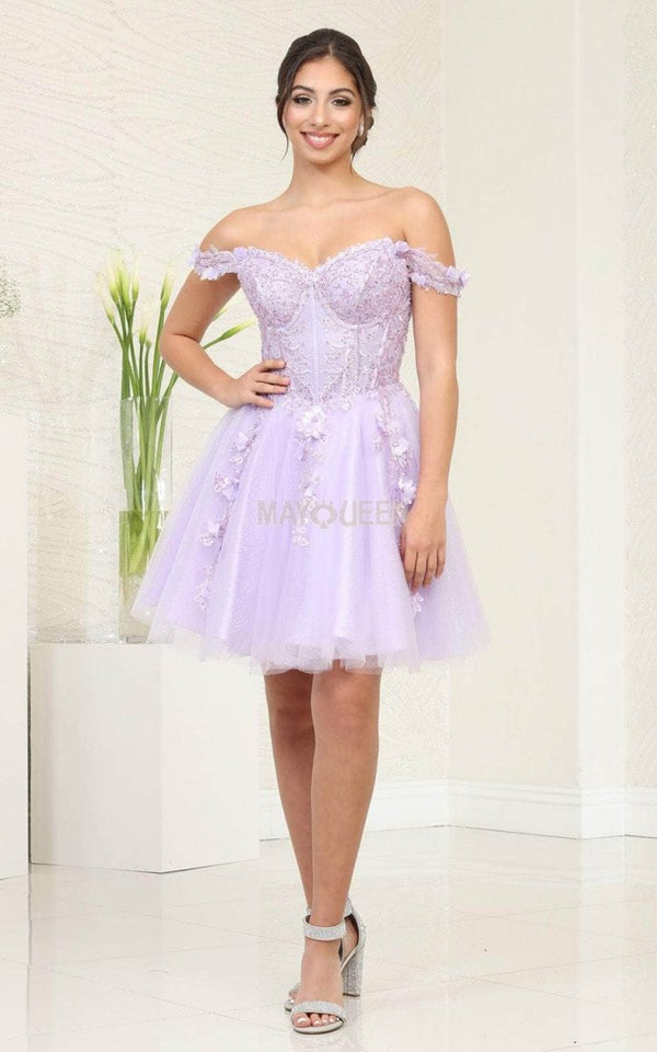 Off-the-Shoulder Mini Short Tulle Cocktail A-Line May Queen MQ2081