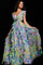 Formal Dresses Pleated A Line Long Formal Floral Ruffle Dress Print