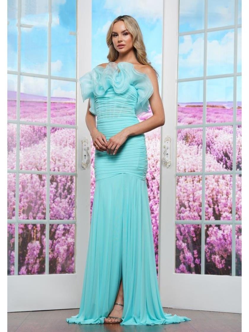 Prom Dresses Ruffle Formal Long Prom Dress Aqua