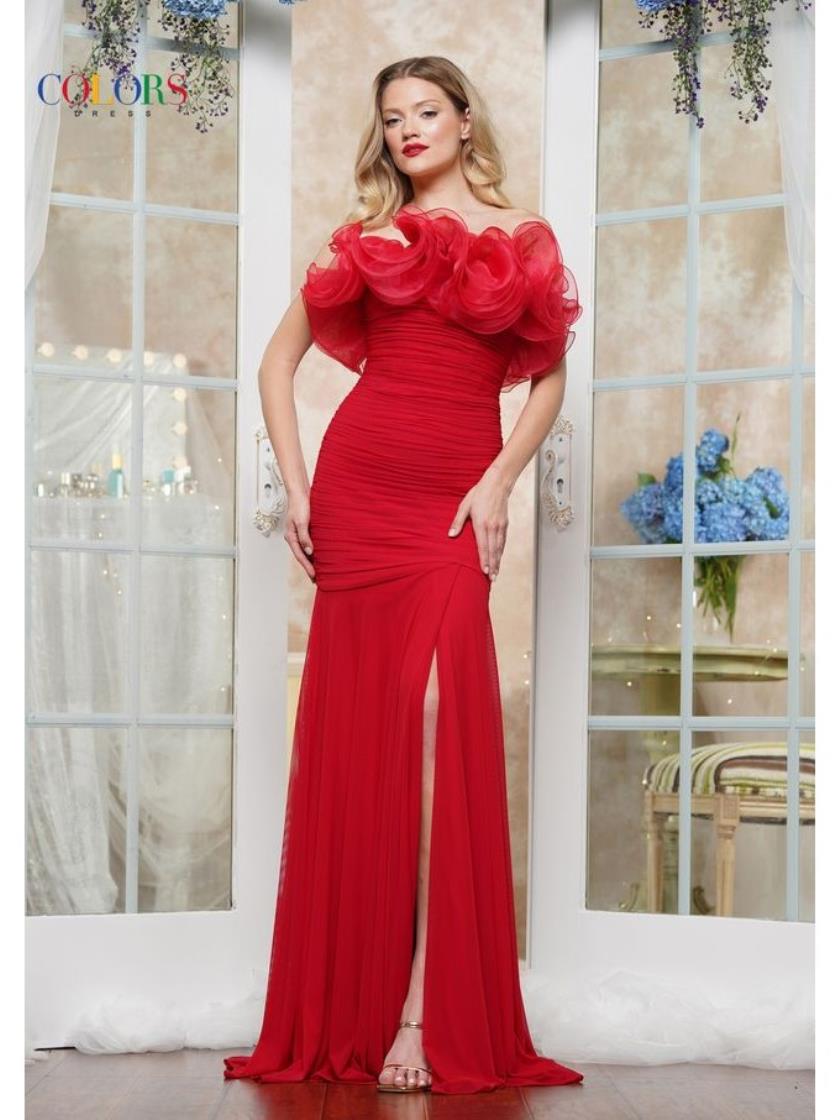Colors 3445 Ruffle Formal Long Prom Dress