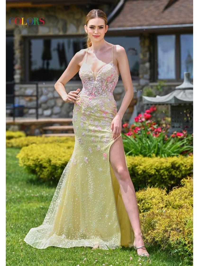 Colors 3447 Fitted Formal Evening Long Prom Dress