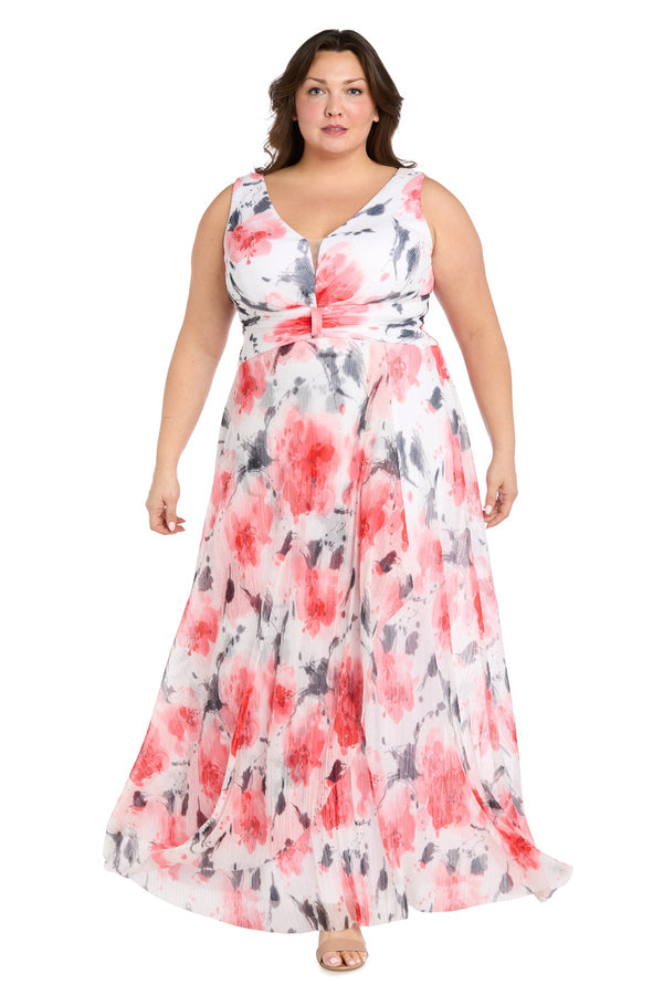 Plus Size Printed Dress Long Maxi R&M Richards 3450W