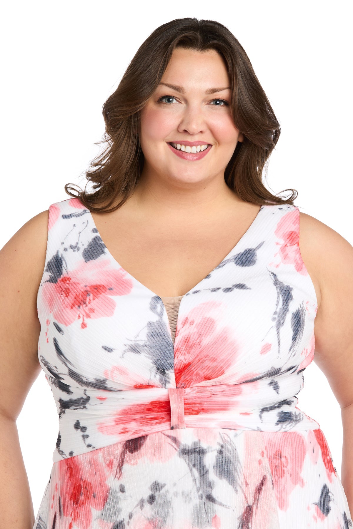 R&M Richards 3450W Long Printed Plus Size Maxi Dress