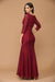 Burgundy L Long 3/4 Sleeve Mother of the Bride Lace Dress Sale