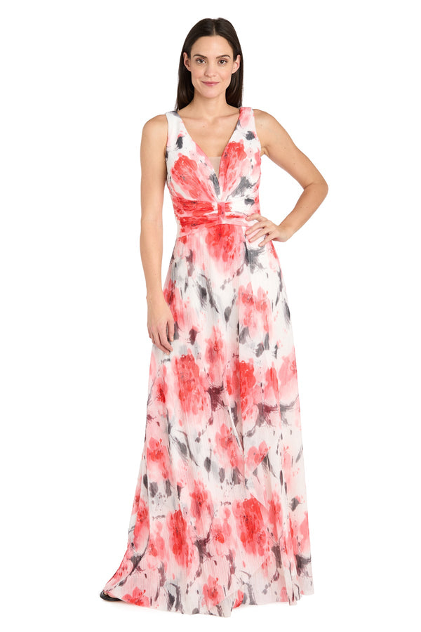 Long Printed Formal Dress A Line Maxi R&M Richards 3450