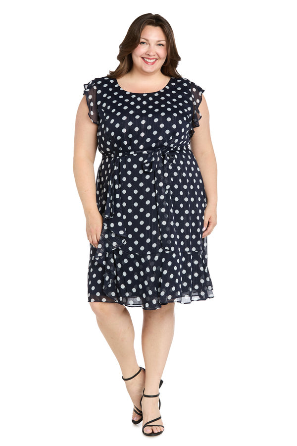 Polka Dot Short Plus Size Cocktail Dress Short R&M Richards 3453W