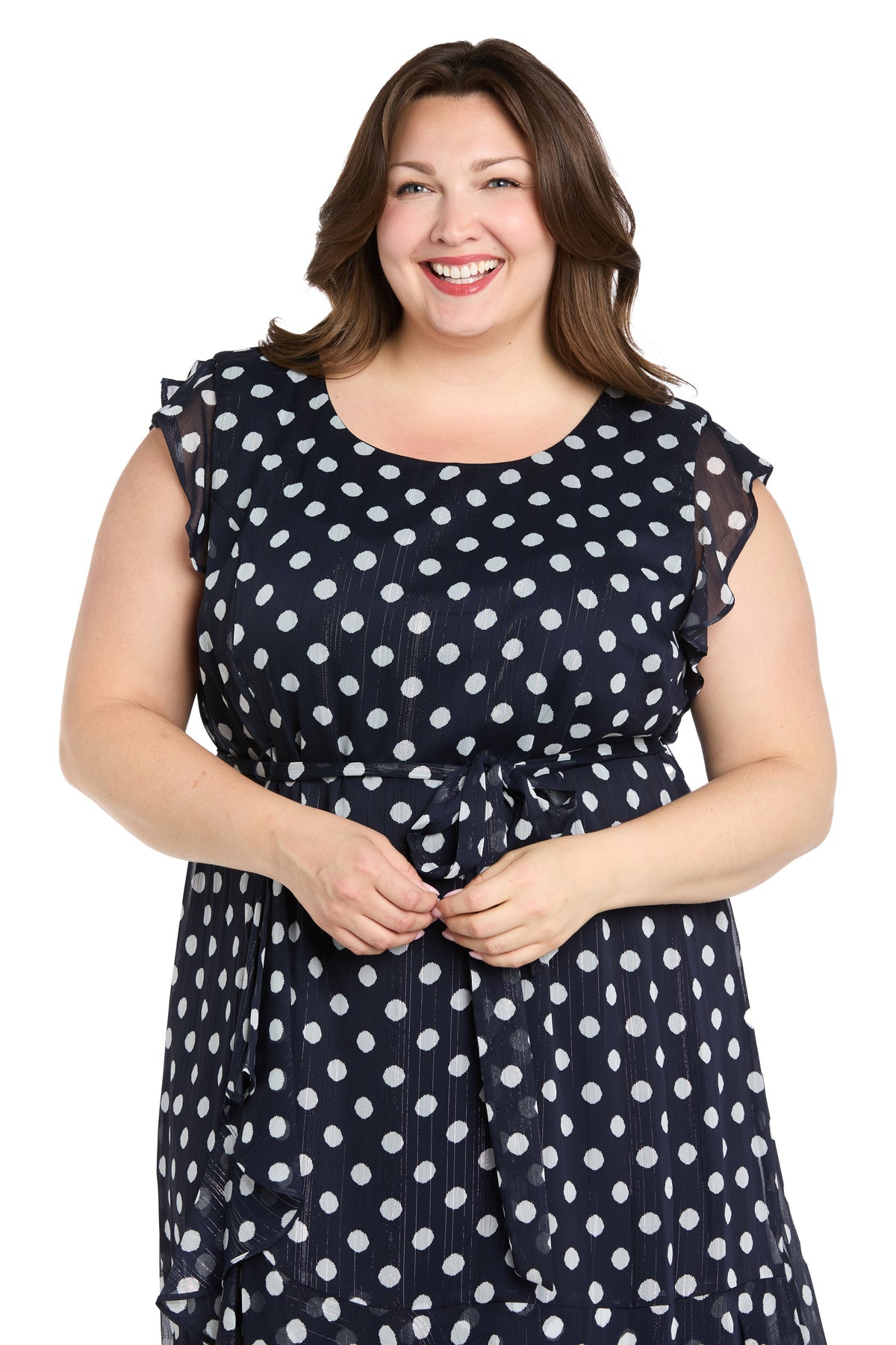 R&M Richards 3453W Short Plus Size Polka Dot Cocktail Dress