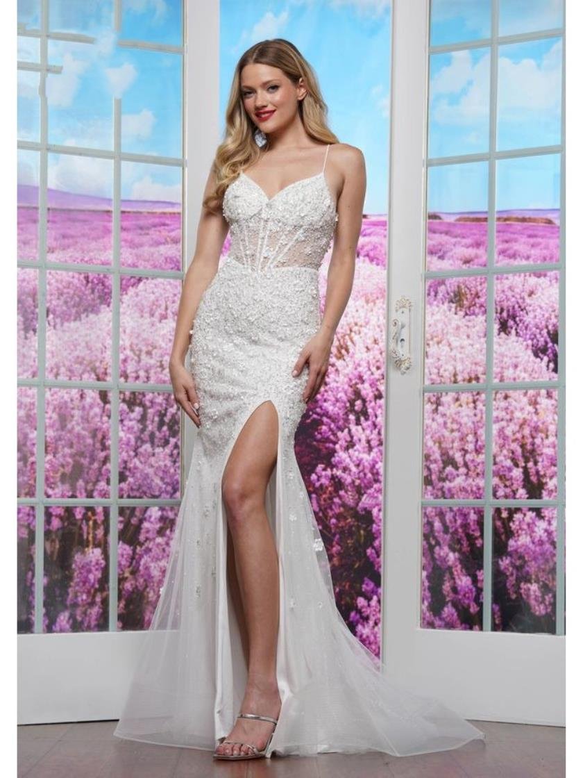 Prom Dresses Floral Formal Long Prom Dress Off White