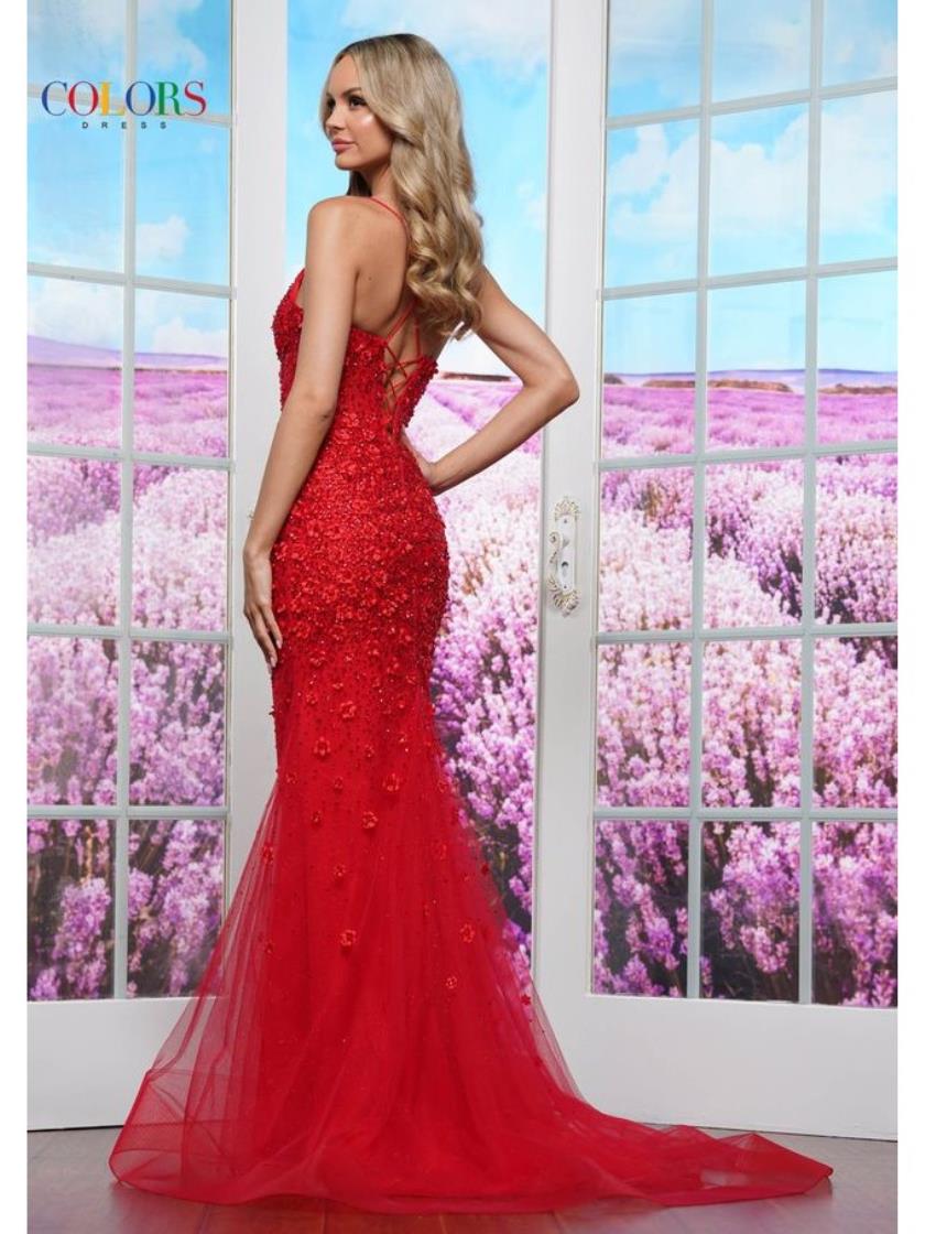 Colors 3453 Floral Formal Long Prom Dress