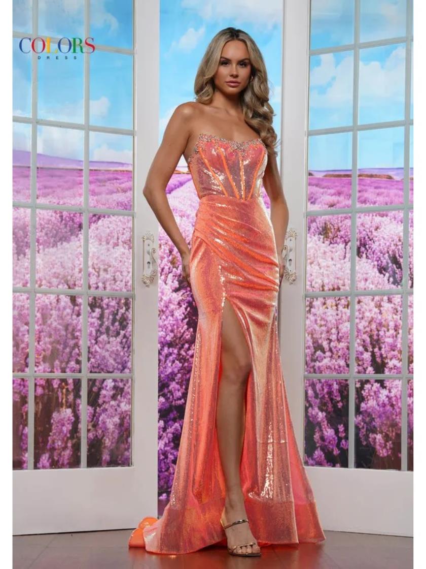 Colors 3456 Long Formal Fitted Evening Prom Dress