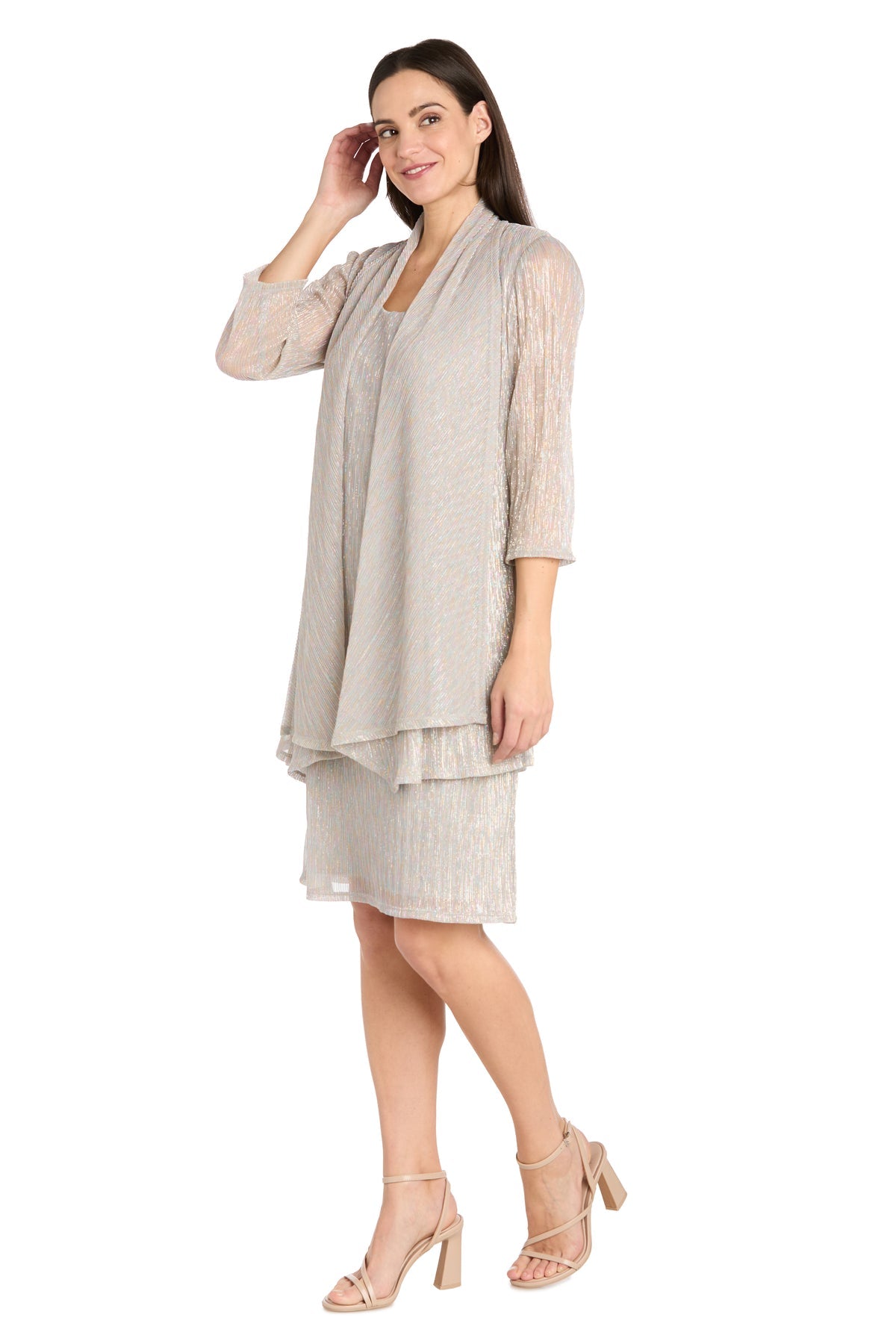 R&M Richards 3461 Short Mother of the Bride Metallic Jacket Dress