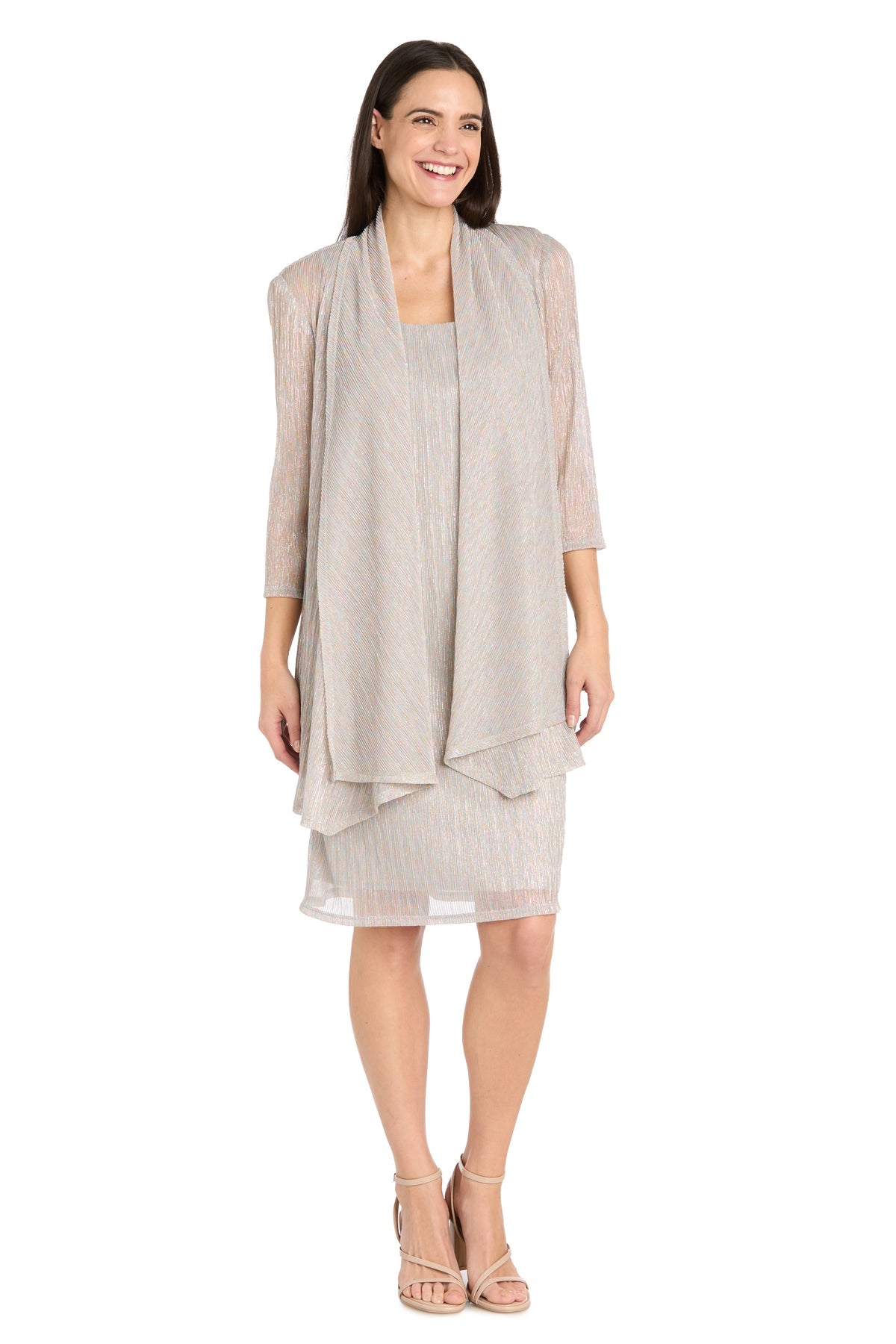 Mother of the Bride Dresses Short Mother of the Bride Metallic Jacket Dress Champagne