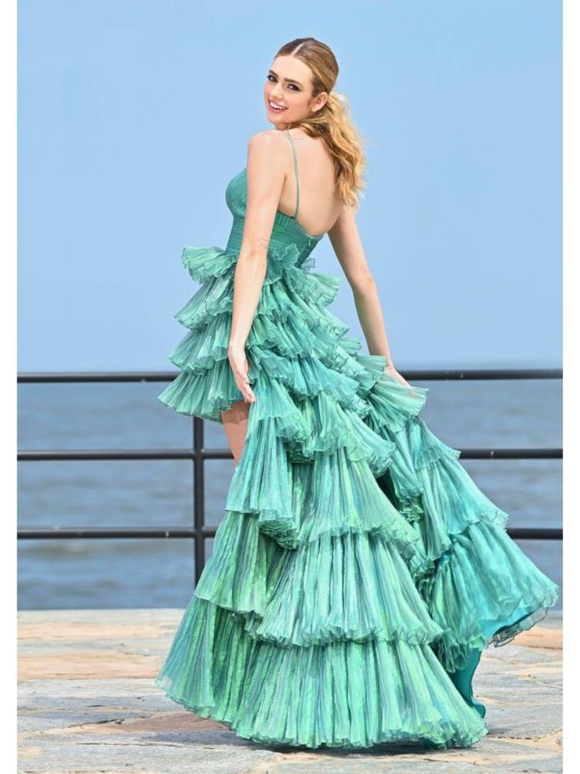 Prom Dresses Ruffle Long Formal Evening Prom Dress Green