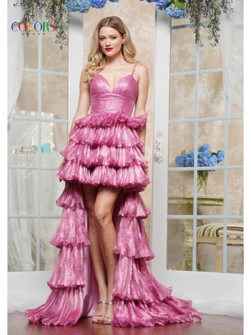 Colors 3462 Ruffle Long Formal Evening Prom Dress