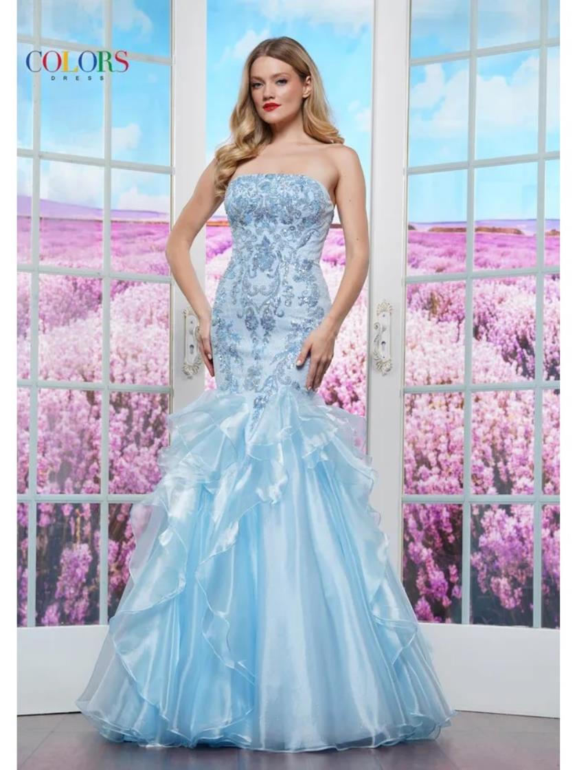 Colors 3466 Long Formal Beaded Mermaid Prom Dress