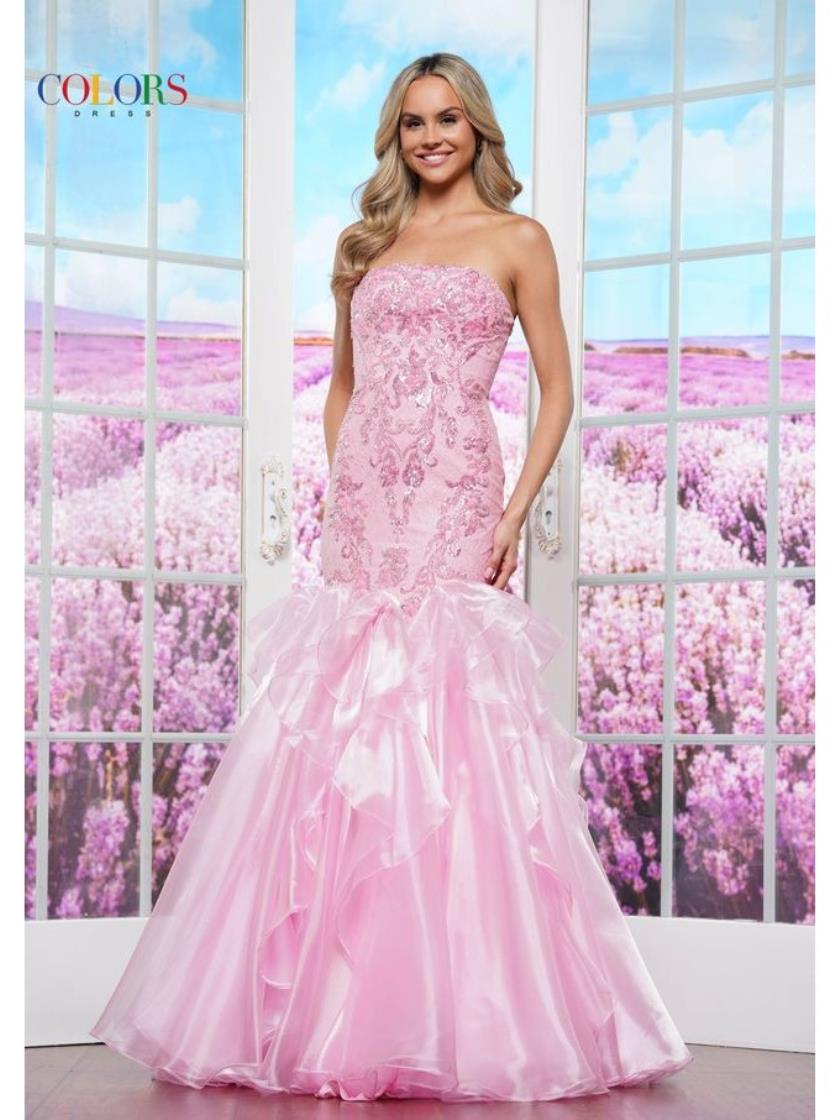 Colors 3466 Long Formal Beaded Mermaid Prom Dress