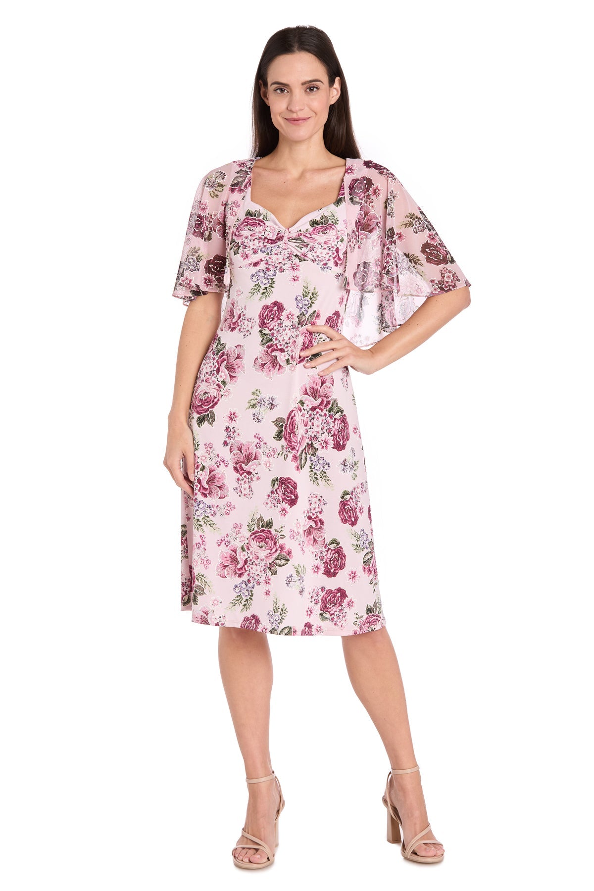 Cocktail Dresses Short Cocktail Printed Petite Knee Length Dress Blush/Pink