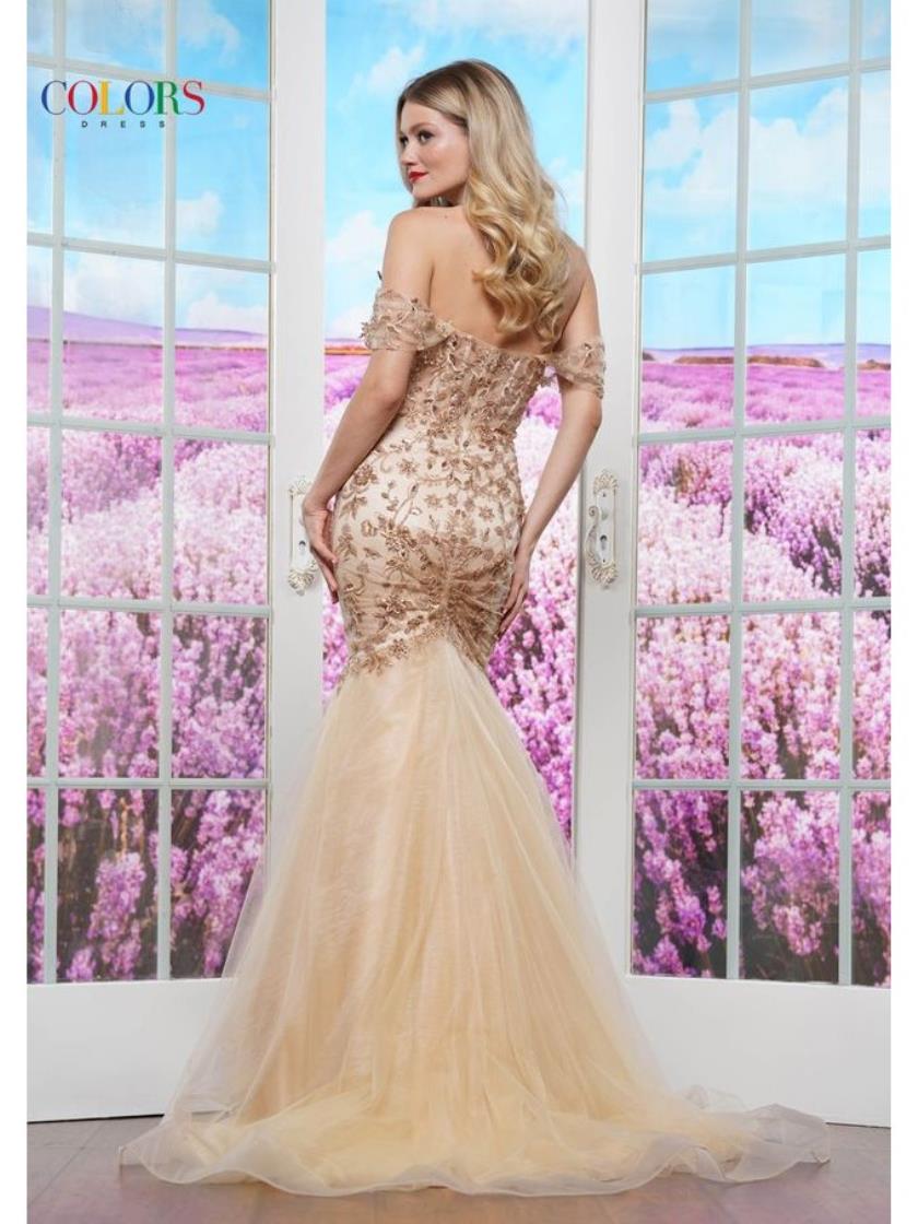 Colors 3468 Long Fitted Formal Beaded Prom Dress