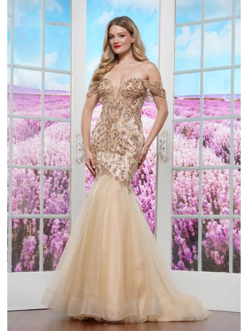 Prom Dresses Long Fitted Formal Beaded Prom Dress Nude