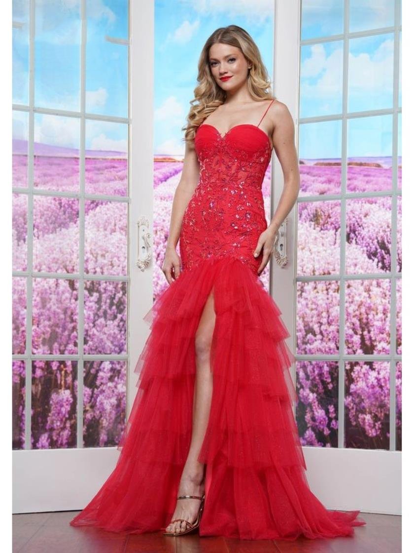 Prom Dresses Long Ruffle Formal Prom Dress Red