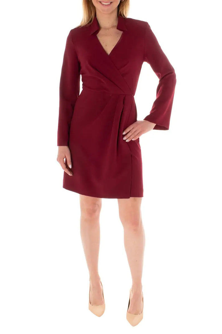 Taylor 3471M Long Sleeve Faux Wrap Short Cocktail Dress