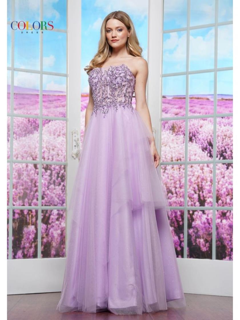 Colors 3475 Long Beaded Formal Prom Dress