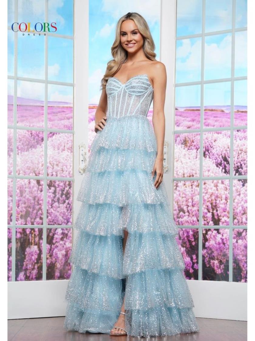 Colors 3477 Long Ball Gown Formal Ruffle Prom Dress