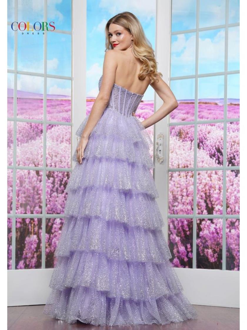 Colors 3477 Long Ball Gown Formal Ruffle Prom Dress