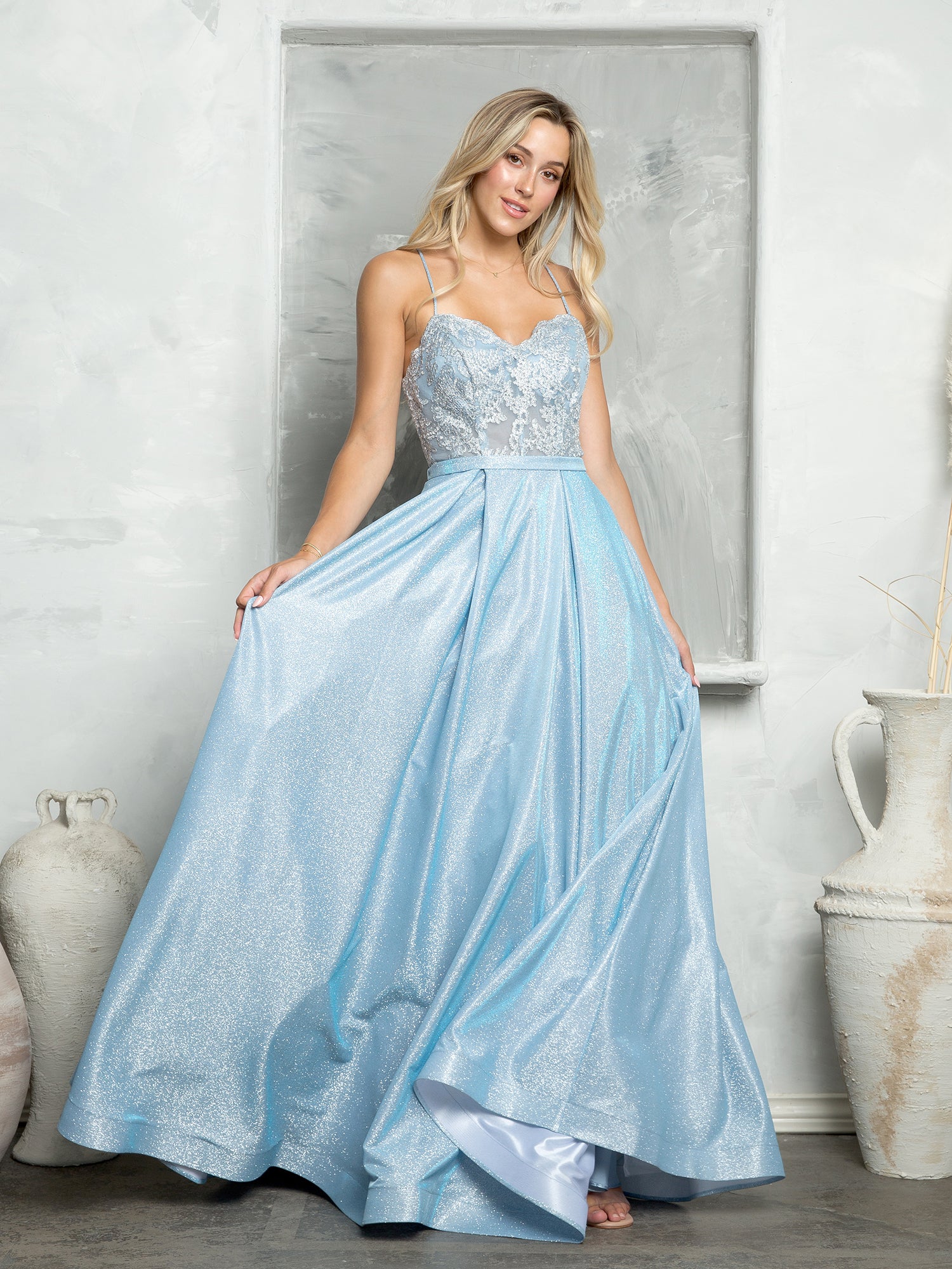 Eva Fashion 3478 Long Ball Gown Metallic Formal Prom Dress