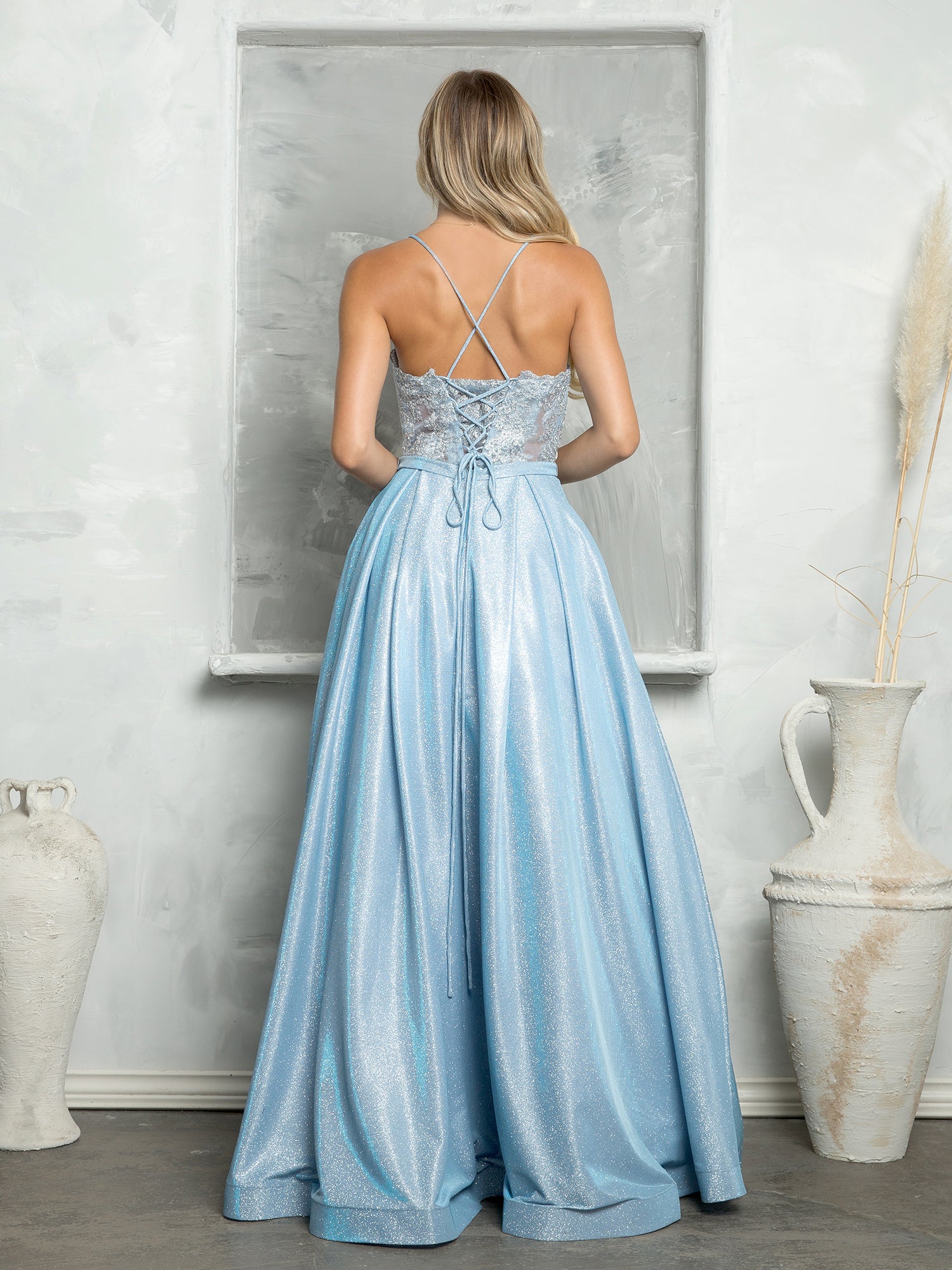 Eva Fashion 3478 Long Ball Gown Metallic Formal Prom Dress
