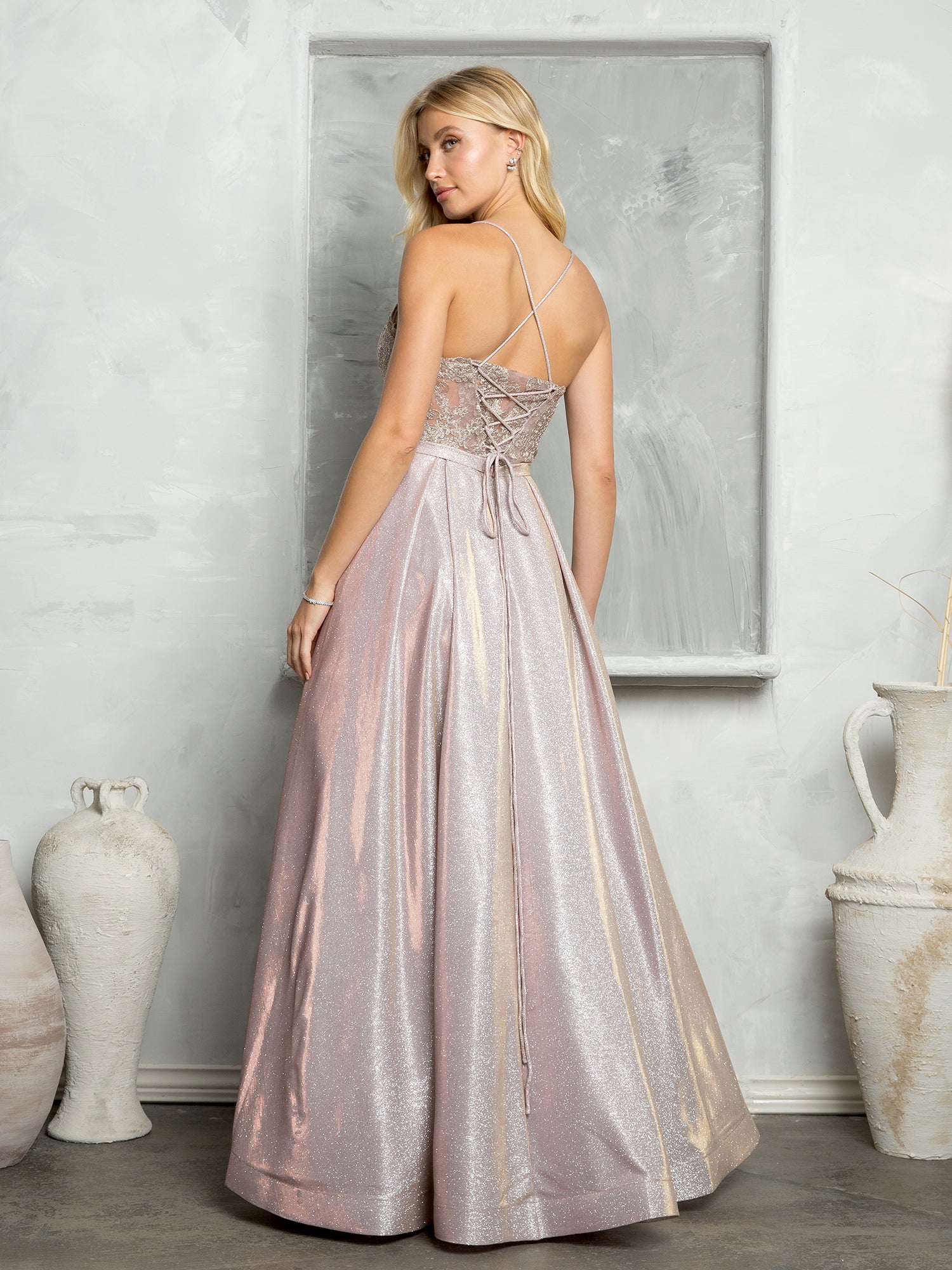 Eva Fashion 3478 Long Ball Gown Metallic Formal Prom Dress