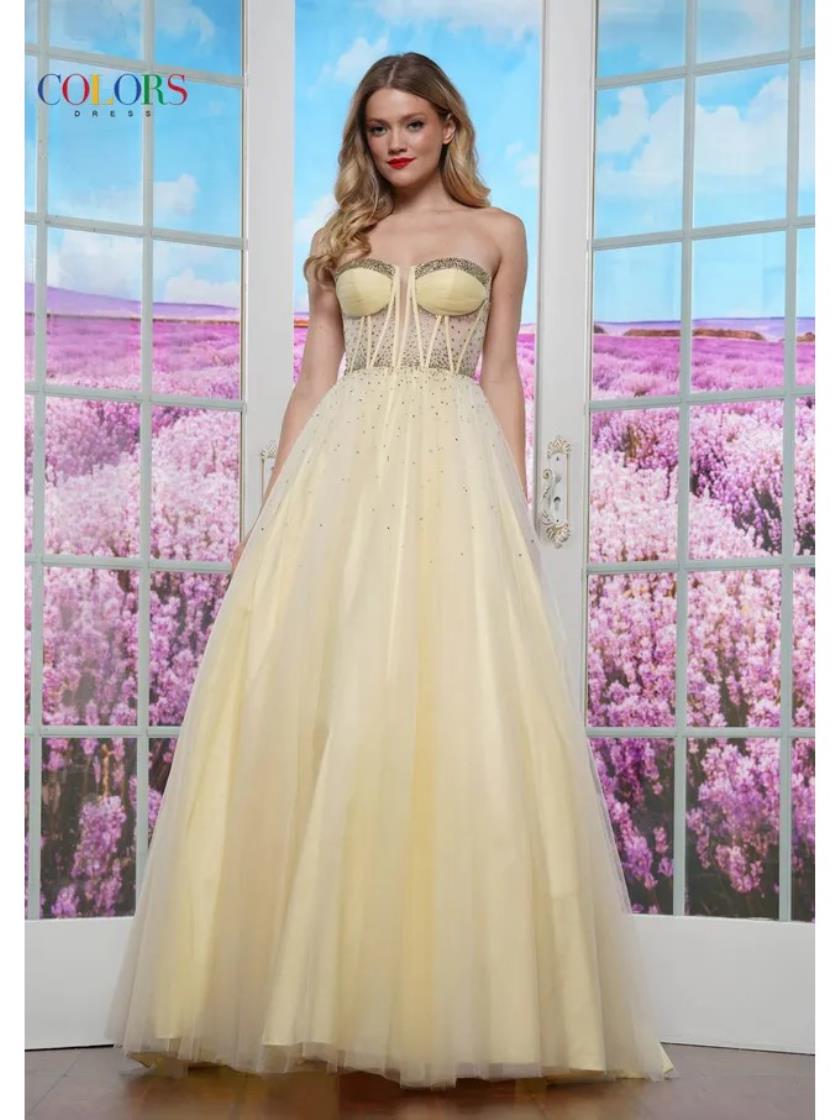 Colors 3480 Long Fitted Formal Prom Dress
