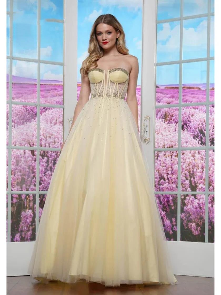 Prom Dresses Long Fitted Formal Prom Dress Light Yellow
