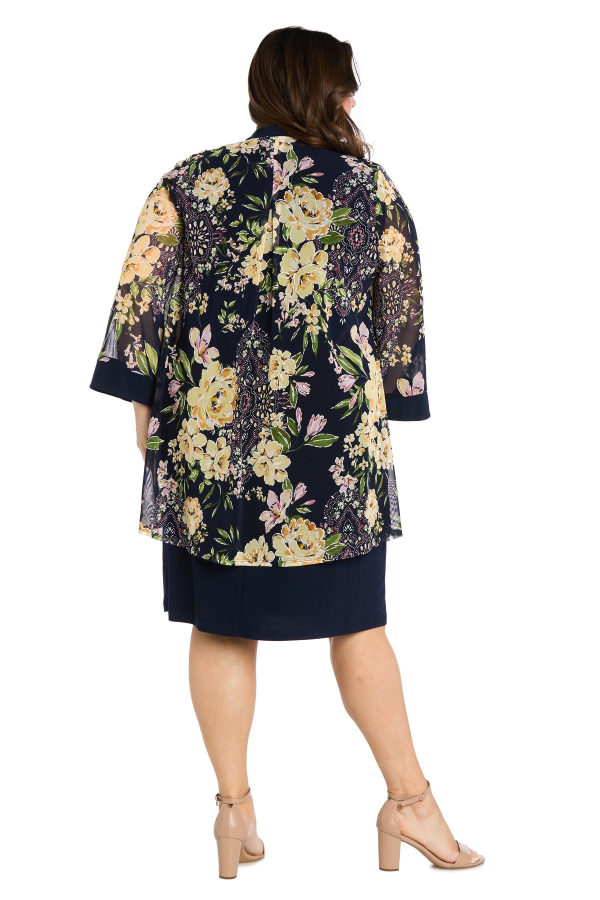 R&M Richards 3482W Two Piece Short Plus Size Floral Jacket Dres