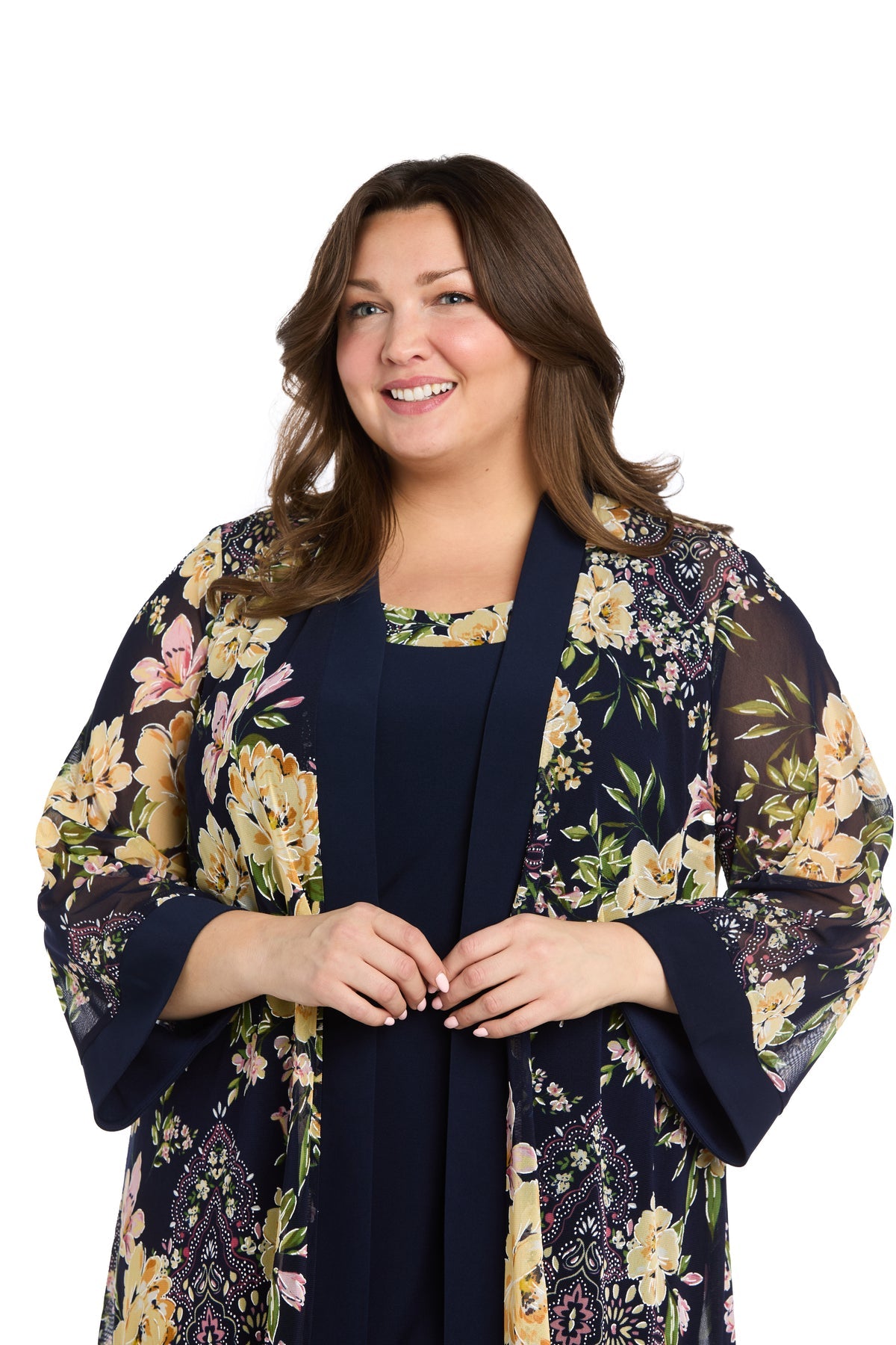 R&M Richards 3482W Two Piece Short Plus Size Floral Jacket Dres